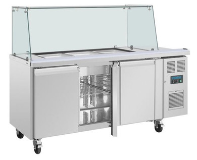 Polar UA018-A U-Series GN Saladette Counter with Square Sneeze Guard 3 Door