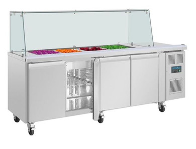 Polar UA019-A U-Series GN Saladette Counter with Square Sneeze Guard 4 Door