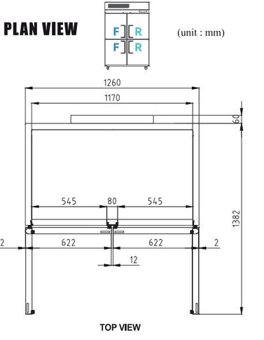 Turbo Air KR45-4H-N 2 Half Door Fridge 2 Half Door Freezer
