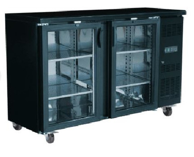 Exquisite UBC380 380L Double Glass Door Commercial Back Bar Fridge