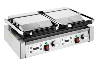 Apuro CU612-A Double Contact Grill Flat Base Ribbed Top Plate