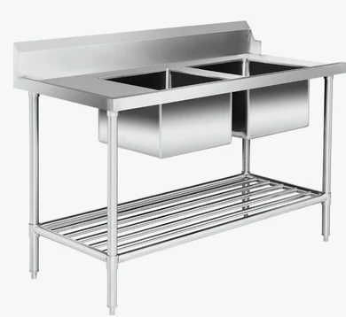Modular Systems DSBD7-1500R/A Stainless Steel Right Inlet Double Sink Dishwasher Bench (1500mm)