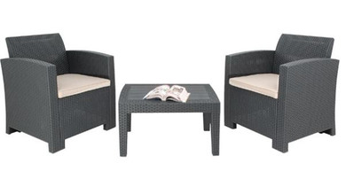 Bolero DR309 PP Armchair and Table Wicker Set Grey
