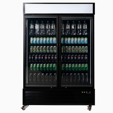 Bromic UC1250GDL-NR Upright Display Fridge 1266L 2 Door Flat Glass Lightbox