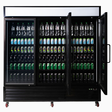 Bromic UC1980GDL-NR Upright Display Fridge 1980L 3 Door Flat Glass Lightbox