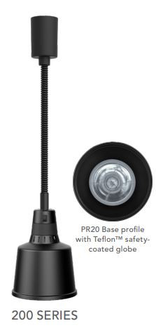 Roband PR20BK Pendant Heat Lamp Rectractable 200 Series - Black
