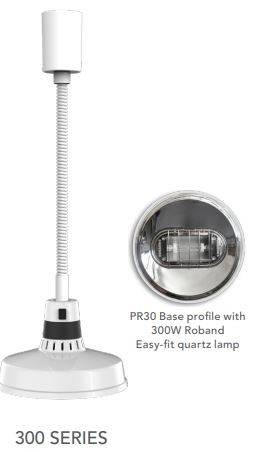 Roband PR30WH Pendant Heat Lamp Retractable 300 Series - White