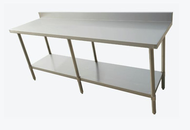 Economic 304 Grade Stainless Steel Table with splashback 2400x700x900 - 6 legs