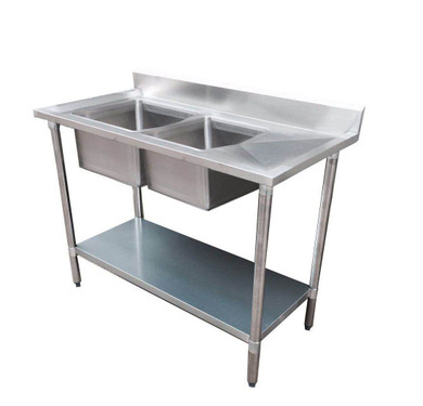 1800-7-DSBL Economic 304 Grade SS Left Double Sink Bench 1800x700x900 with two 610x400x250