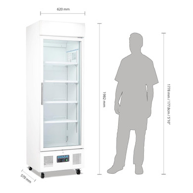 Polar DM076-A G-Series Upright Display Fridge White 368 Ltr