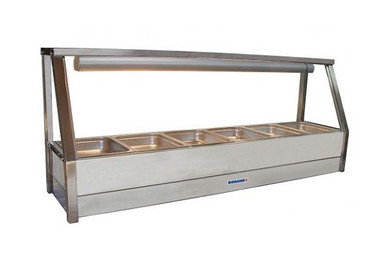 Roband E16RD Straight Glass Single Row Commercial Hot Food Display Bar with Rear Roller Doors