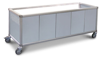 High quality stainless steel panels to suit each trolley size, enclose the front and both ends of the corresponding sized trolley.