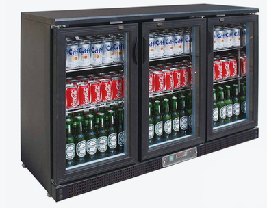Thermaster SC316G Three Door Black Glass Door Bar Fridge (320L)