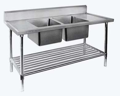 Double Centre Sink Bench with Pot Undershelf DSB7-1200C/A