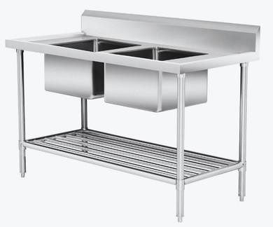Modular System Double Centre Sink Bench with Pot Undershelf DSB7-1500C/A