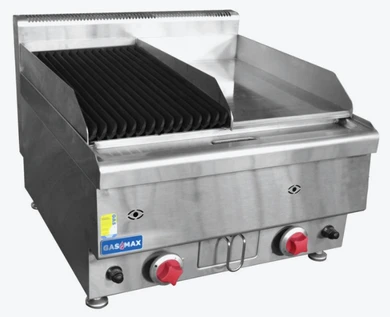GASMAX JUS-TRGH60LPG Commercial Benchtop LPG Combination 1/2 Radiant Chargrill & 1/2 Griddle (600mm Wide)
