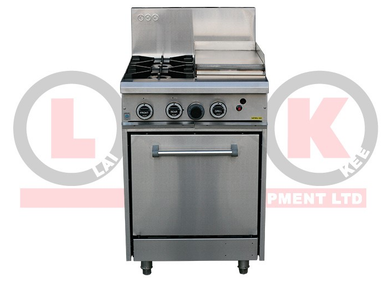 LKK LKKOB4C+O 2 Gas Open Burner Cooktop & 300mm RHS Griddle + Static Oven