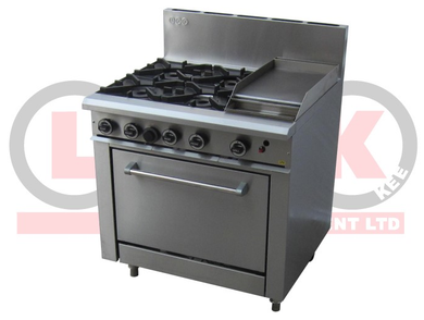 LKK LKKOB6C+O 4 Open Burner Cooktop & 300mm RHS Griddle Static Oven