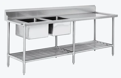 Modular Systems DSBD7-2400L/A Left Inlet Double Sink Dishwasher Bench (2400mm)