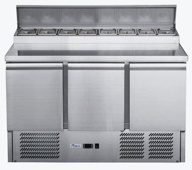FED-X XGNS1300D 368L 3 Door Stainless Steel Salad & Sandwich Prep Refrigerator