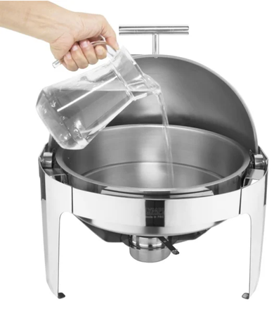 Olympia U009 Paris Commercial Stainless Steel Round Roll-Top Chafing Dish Set (7.5 Litre Capacity)