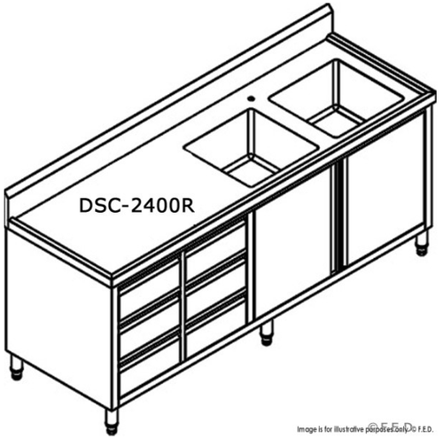 DSC-2400R-H KITCHEN TIDY CABINET WITH DOUBLE RIGHT SINKS DSC-2400R-H KITCHEN TIDY CABINET WITH DOUBLE RIGHT SINKS