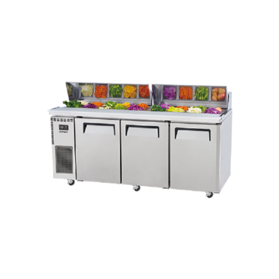 Skipio SHR18-3 Salad Side Prep Table 3 Doors with Hood Lid Skipio SHR18-3 Salad Side Prep Table 3 Doors with Hood Lid