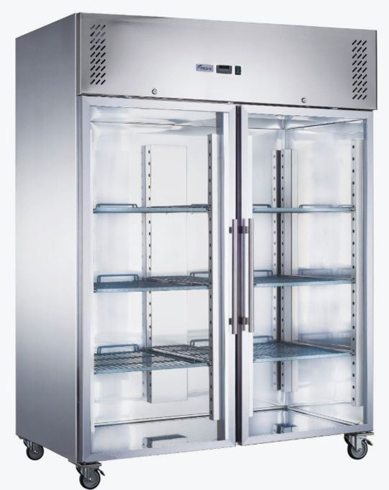 FED-X S/S Two Full Glass Door Upright Fridge - XURC1410G2V