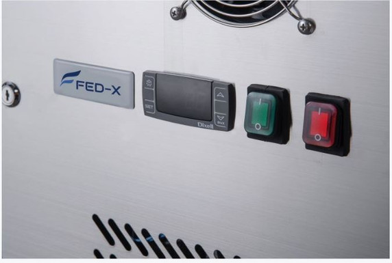 FED-X Three Door Salad Prep Fridge with Curve Glass Top - XTHP3100SALGC