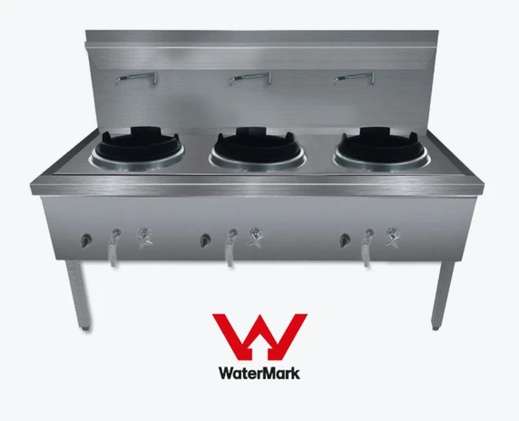 Gasmax WW-3N Commercial Stainless Steel Waterless Natural Gas Triple Wok Range (1800mm Wide)