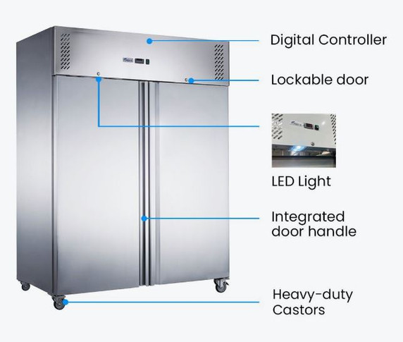 FED-X S/S Two Full Door Upright Freezer - XURF1200SFV