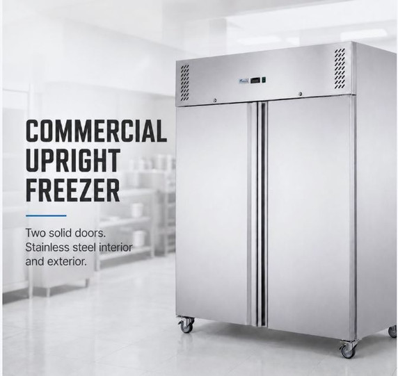 FED-X S/S Two Full Door Upright Freezer - XURF1200SFV