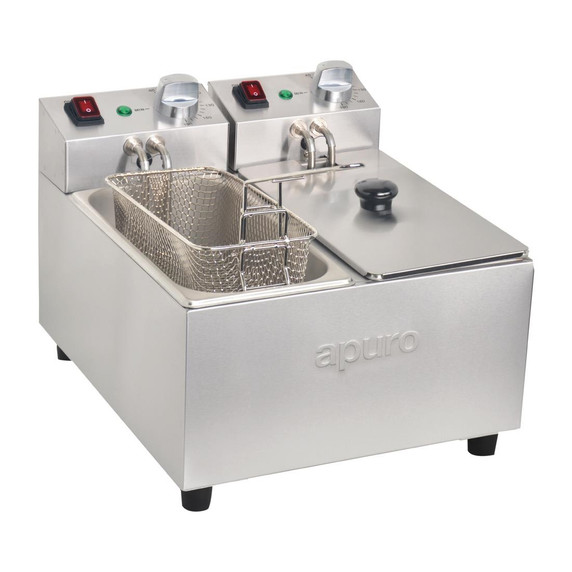 DB203-A Apuro Twin Tank Twin Basket Countertop Fryer 2x 3Ltr DB203-A Apuro Twin Tank Twin Basket Countertop Fryer 2x 3Ltr