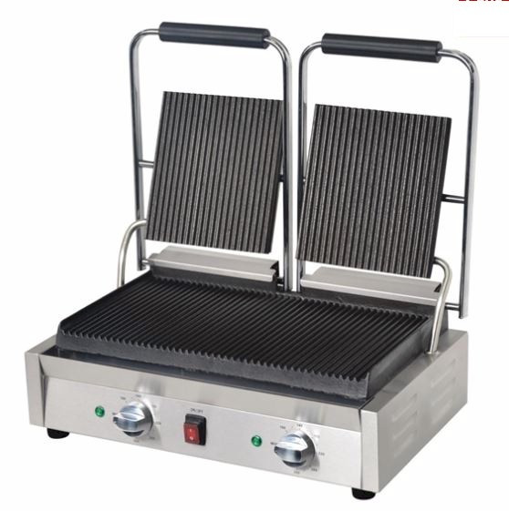 Apuro DY994-A Bistro Double Ribbed Contact Grill