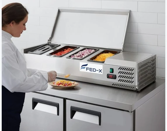 FED-X XVRX1200/380S 1200mm Stainless Steel Countertop Refrigerated Prep Topper Bench (4 x 1/3 GN)