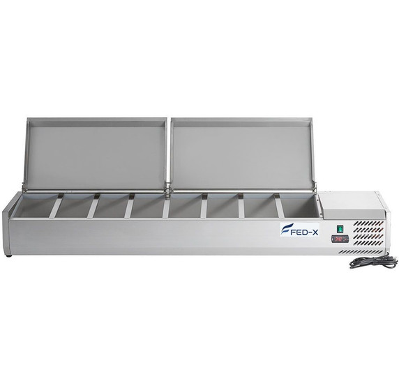 FED-X Salad Bench with Stainless Steel Lids - XVRX1800/380S FED-X Salad Bench with Stainless Steel Lids - XVRX1800/380S