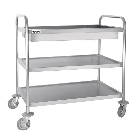 CC365 Vogue Stainless Steel 3 Tier Deep Tray Clearing Trolley