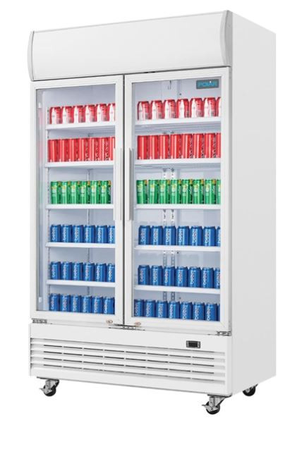 Polar G-Series Hinged Door Upright Display Cooler with Light Box 950Ltr