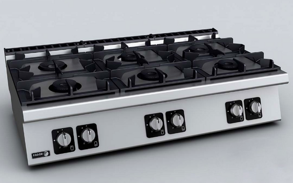 Fagor Kore 700 Series Bench Top 6 Gas Burners - C-G760H Fagor Kore 700 Series Bench Top 6 Gas Burners - C-G760H