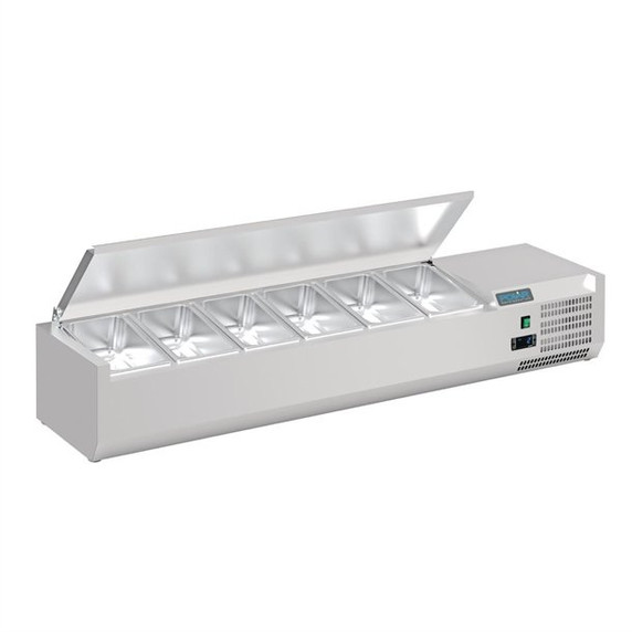 Polar DA680-A G-Series Countertop Prep Fridge with Lid 6x 1/4GN Polar DA680-A G-Series Countertop Prep Fridge with Lid 6x 1/4GN