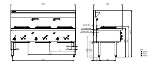 LUUS WZ-3C Compact Waterless Wok - 3 Chimney Burners LUUS WZ-3C Compact Waterless Wok - 3 Chimney Burners