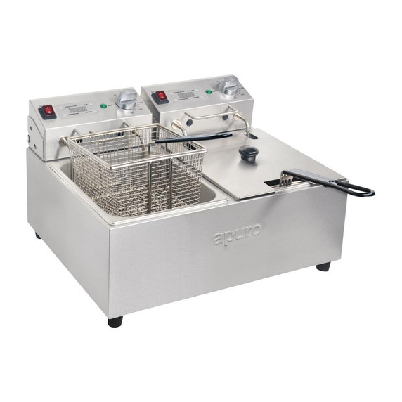 Apuro FS499-A Twin Tank Fryer 2x5Ltr 2x2.2kW Apuro FS499-A Twin Tank Fryer 2x5Ltr 2x2.2kW