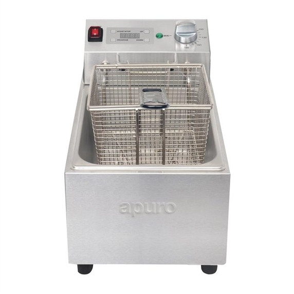 Apuro FS498-A Single Tank Single Basket 5Ltr Countertop Fryer with Timer 2.2kW Apuro FS498-A Single Tank Single Basket 5Ltr Countertop Fryer with Timer 2.2kW