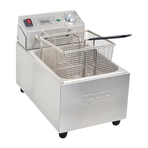 FS498-A Apuro Single Tank Single Basket 5Ltr Countertop Fryer with Timer 2.2kW