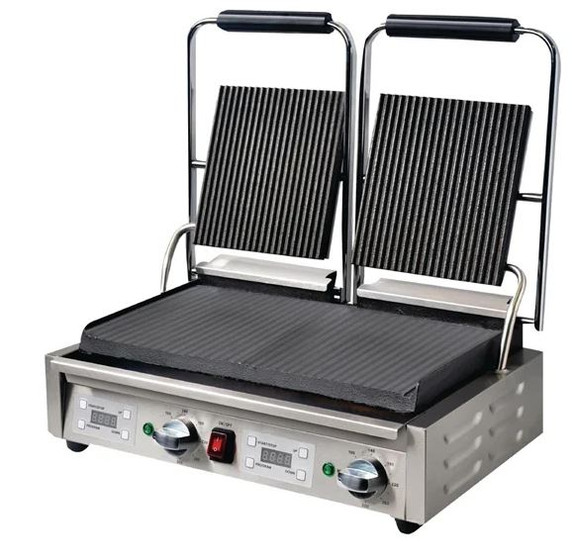 Apuro FC385-A Double Contact Grill Ribbed Top Plates with Timer
