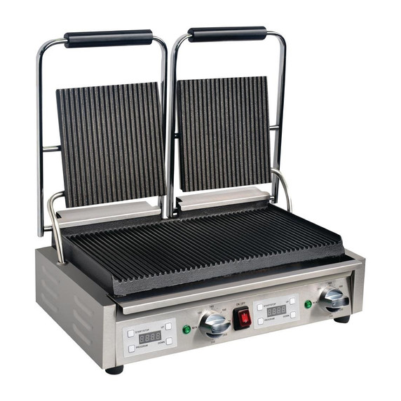 Apuro FC383-A Double Contact Grill Ribbed Plates with Timer Apuro FC383-A Double Contact Grill Ribbed Plates with Timer