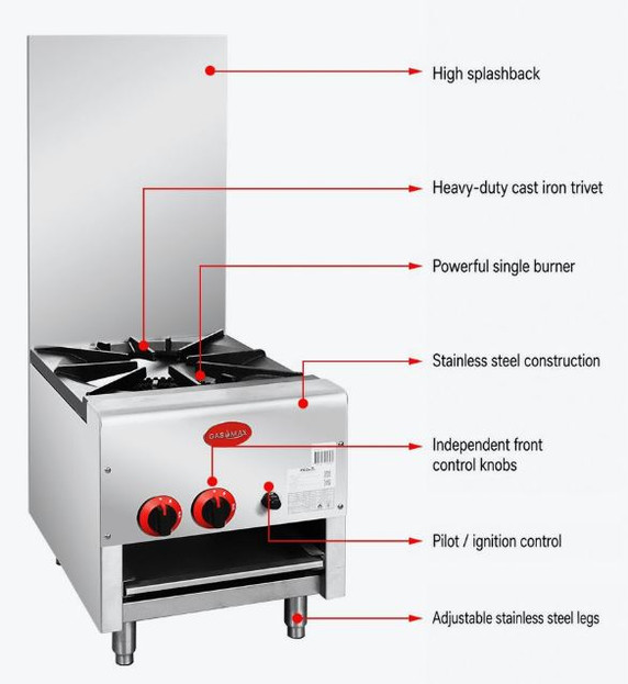 GASMAX Dual Ring Burner Single Hob with Built in Faucet - RB-1BLPG
