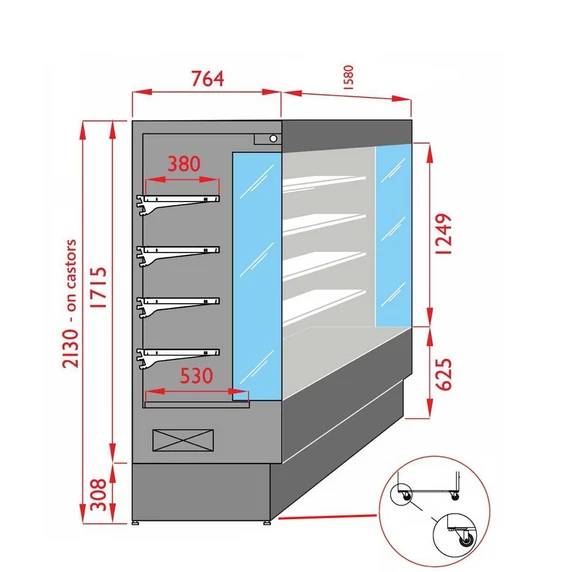 Tecnodom TDVC80-CA-150 1580mm Open Multideck Chiller | 0-2°C