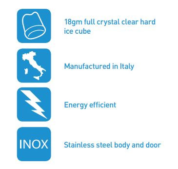 Kastel C37 Commercial Undercounter Solid Ice Cube Maker (37kg Daily Output)