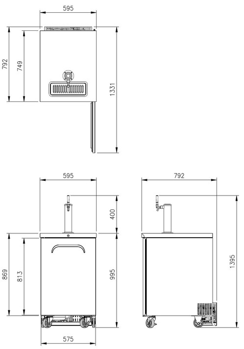 FBD-23B Fresh Refrigeration Beer Dispenser Single Tap 224 Litre Capacity